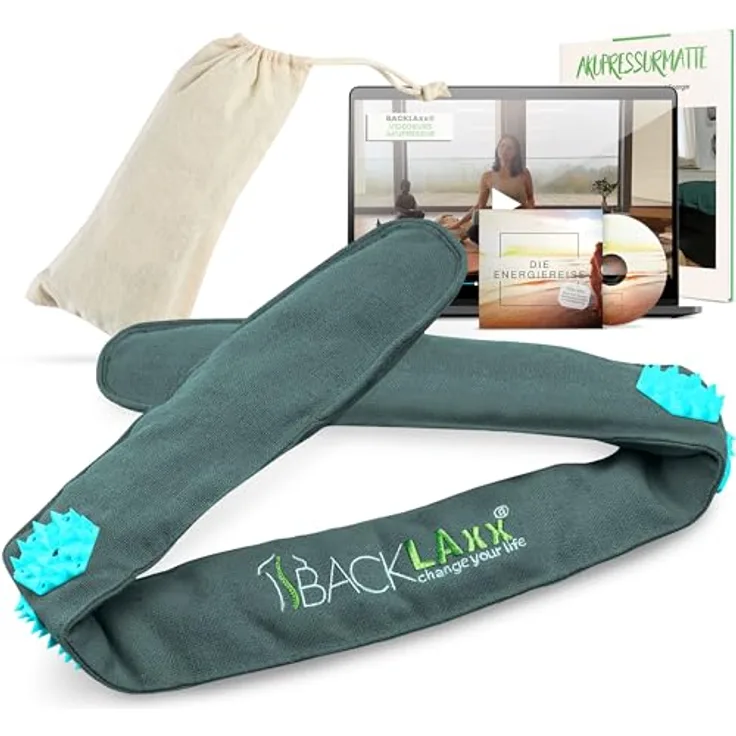 BACKLAxx® Massagegerät BACKLAxx® Akupressur Stirnband mit Intensitätsregulierung, schmutzabweisend und antibakteriell, für Kopfumfang 51-58 cm, Halbleinen, atmungsaktiv
