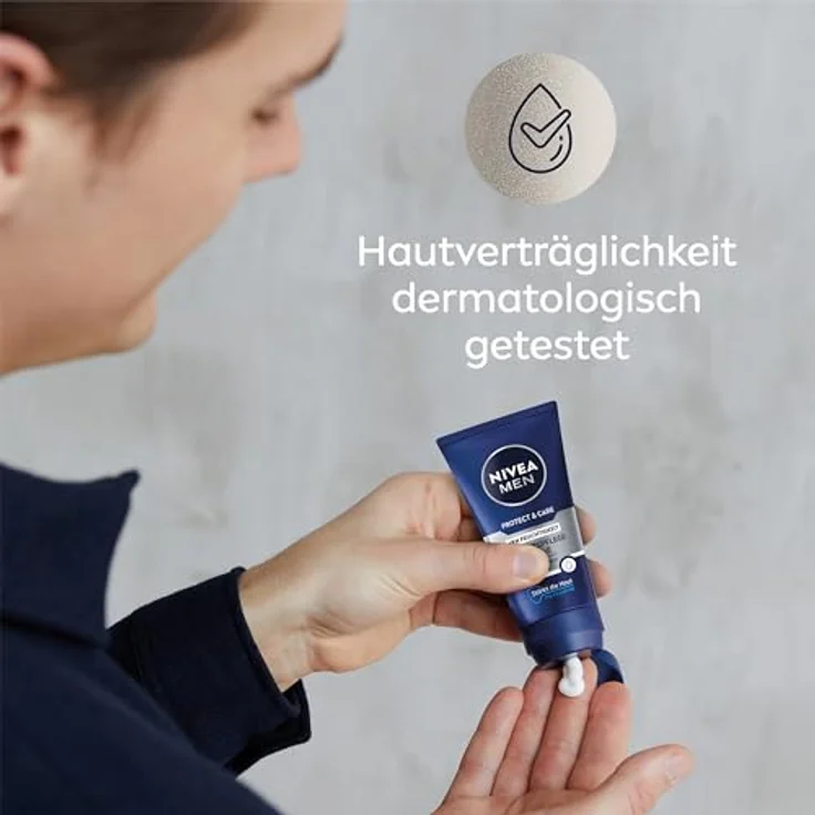 Nivea Men Protect & Care Gesichtspflege Creme, beruhigende Feuchtigkeitscreme für Männer, 48h feuchtigkeitsspendend mit Aloe Vera und Pro Vitamin B5, 75 ml – Bild 5