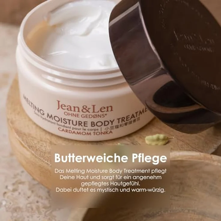 Jean & Len Melting Moisture Body Butter Cardamom & Tonka, pflegende Körperbutter für normale Haut, vegan, ohne Parabene & Silikone, 200 ml – Bild 4