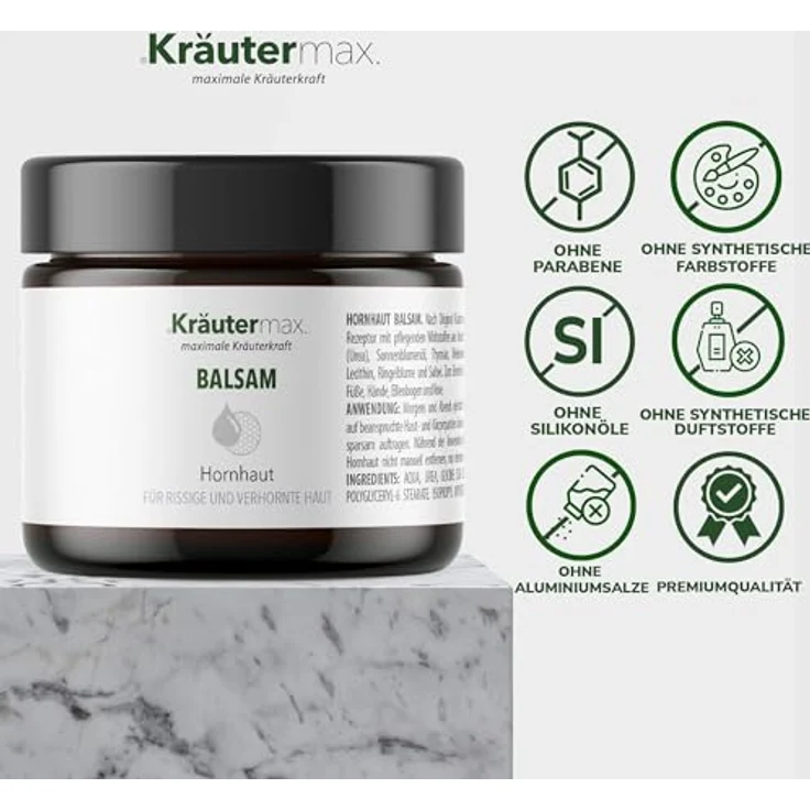 Kräutermax. Hornhaut Balsam 30 ml - Pflegesalbe für stark verhornte und rissige Haut – Bild 4