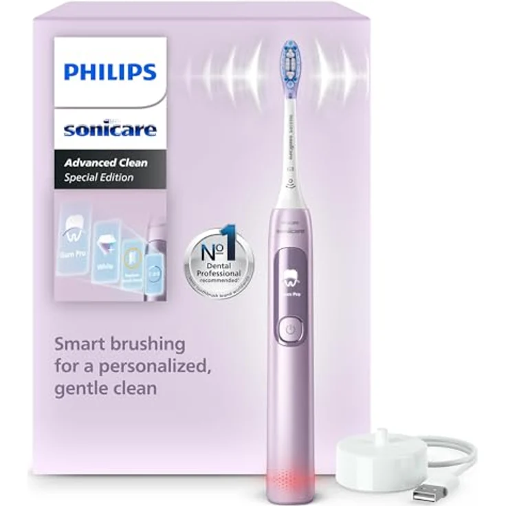 Philips Sonicare AdvancedClean Limited Edition, Elektrische Zahnbürste mit Smart Screen, Drucksensor, Erinnerungsfunktion, 5 Putzmodi, Pink, Modell HX3792/12 – Bild 1