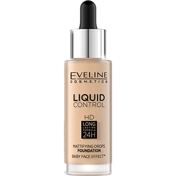 Eveline Cosmetics Liquid Control HD Mattierende Gesichtsgrundierung, 32 ml, 011 Natural