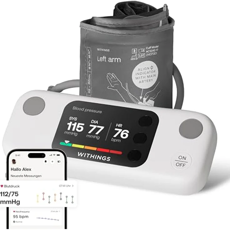 Withings BPM Vision, Blutdruckmessgerät mit 1-Kanal-EKG, 2,8-Zoll-Farbdisplay, Wi-Fi und Bluetooth Synchronisierung, geeignet für Armumfänge 22-42 cm – Bild 2