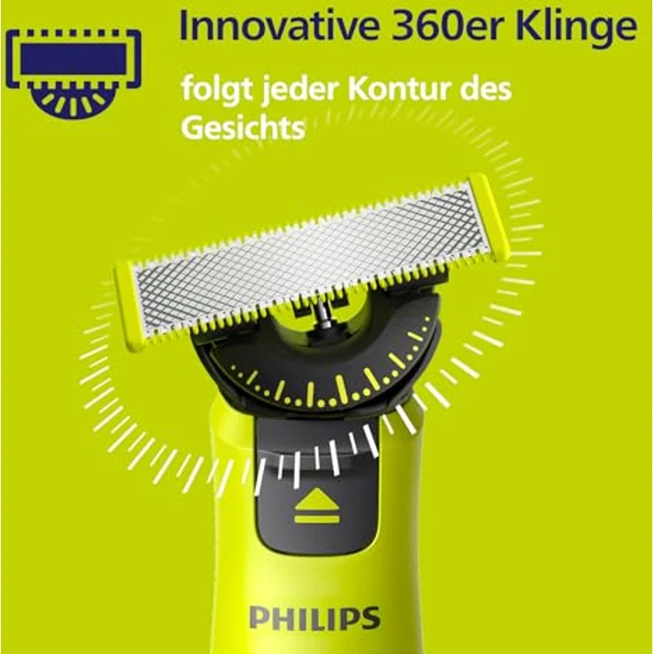 Philips Norelco OneBlade QP440/50, 360° Ersatzklinge für Rasierer, silber/hellgrün, 4 Stück – Bild 8