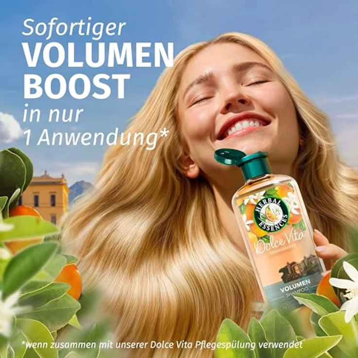 Herbal Essences Volumen Shampoo mit Orangenduft, 350ml, stärkt feines Haar, vegan, ohne Silikone, 97% natürliche Inhaltsstoffe – Bild 2