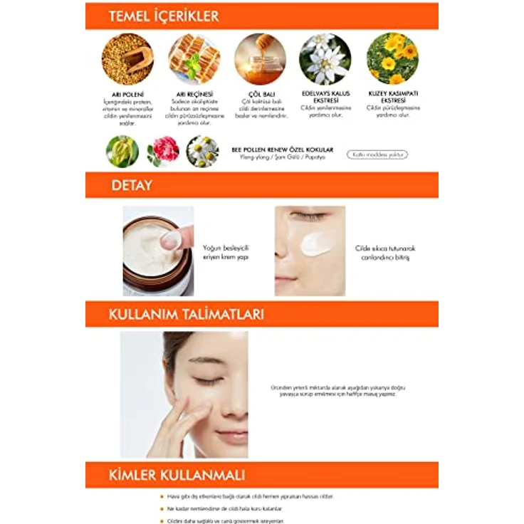 MISSHA Bienenpollen Erneuern Creme, 50 ml - Stärkende Feuchtigkeitscreme mit süßem Duft – Bild 3