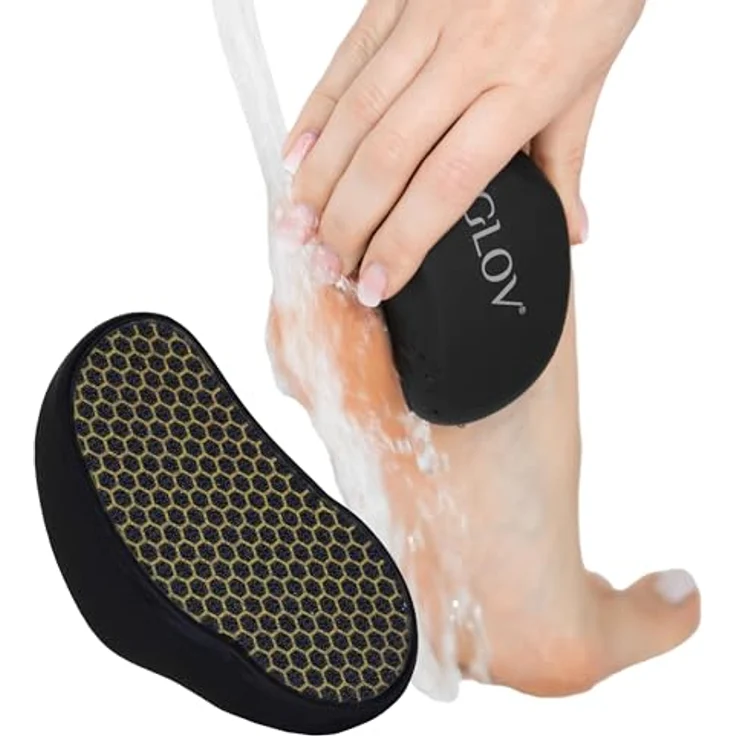 GLOV 3D Nano Fußfeile, ergonomisch aus schwarzem Glas, wiederverwendbar, sanfte Hornhautentfernung für trockene und nasse Haut – Bild 1
