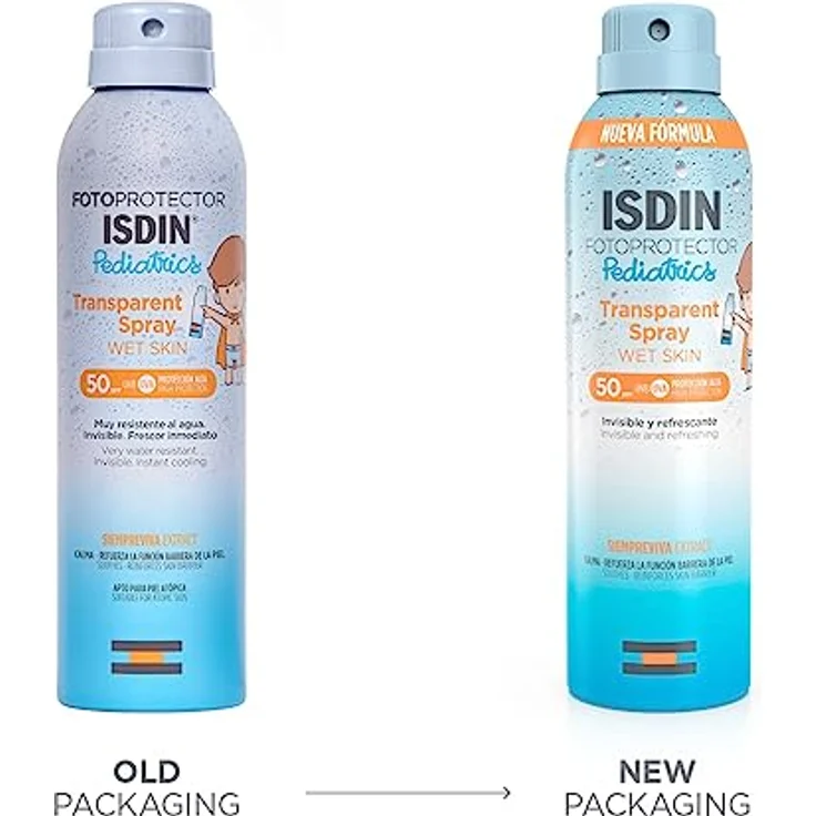 ISDIN Pediatrics Wet Skin Transparent Spray LSF50 (250ml) | Wasserfest und Wet Skin | unsichtbarer und leichter Lichtschutz – Bild 2