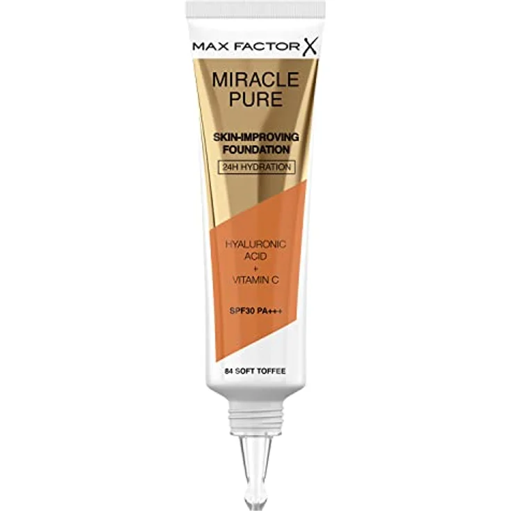 Max Factor Miracle Pure Skin Improving Foundation, Fb. 84 Soft Toffee, hautverbesserndes Make-Up mit LSF 30, 30 ml – Bild 2