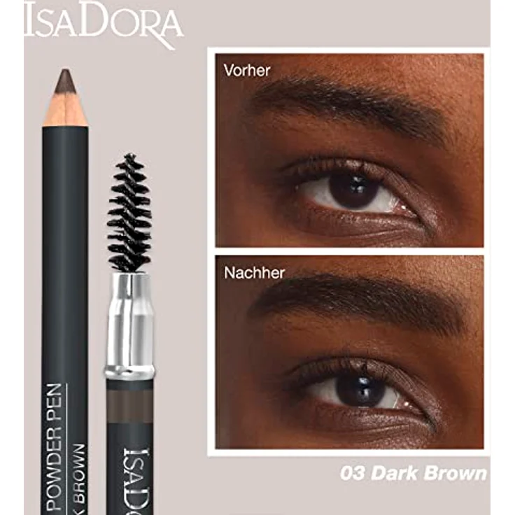 IsaDora Brow Powder Pen, Augenbrauenstift 1,1 g, Nr.03 - Dunkelbraun, weich und leicht aufzutragen, für perfekt definierte Augenbrauen – Bild 4
