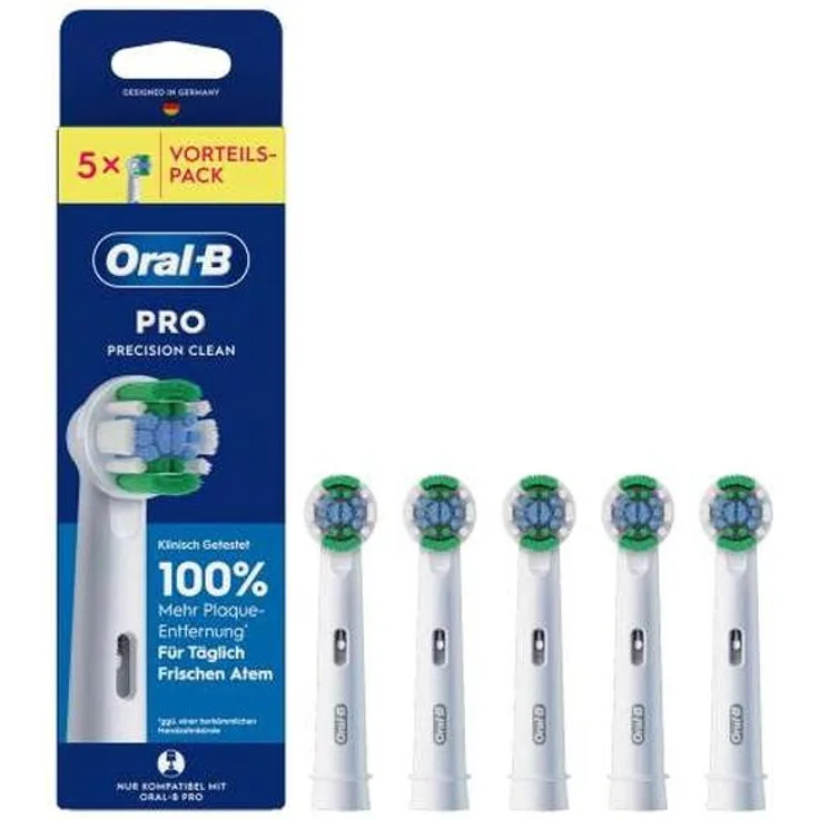 Oral-B Pro Precision Clean, 5 Stück Aufsteckbürsten für gründliche Zahnreinigung, Farbe: Weiß