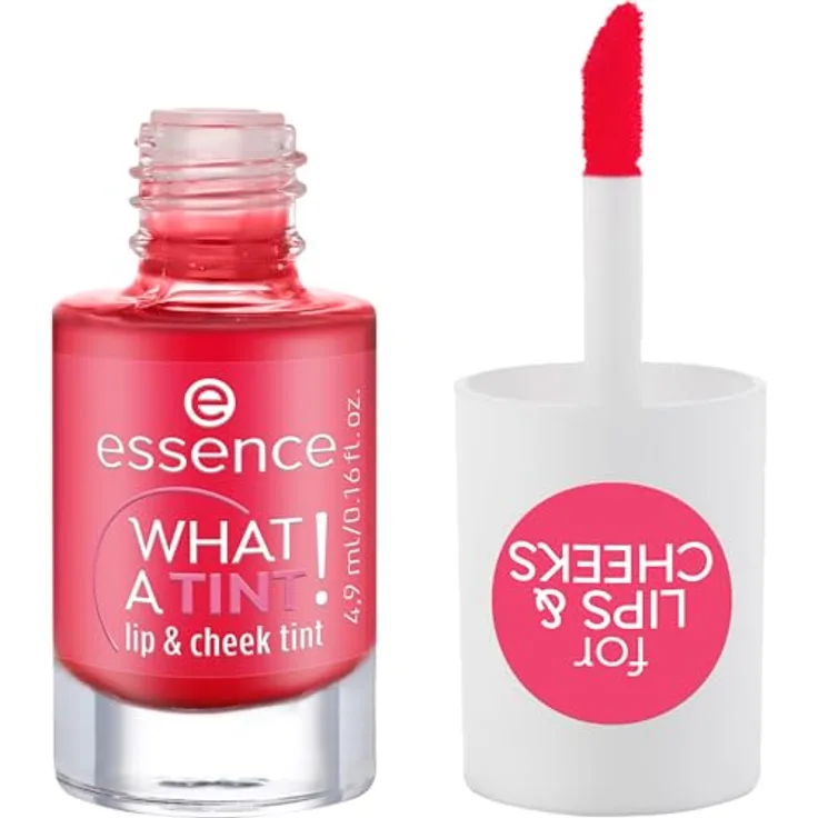 essence cosmetics WHAT A TINT! lip & cheek tint, Rouge, Nr. 02, langanhaltend, sofortiges Ergebnis, natürlich, vegan, ölfrei, ohne Parabene, Nanopartikel frei, 1er Pack (4.9ml), Rot