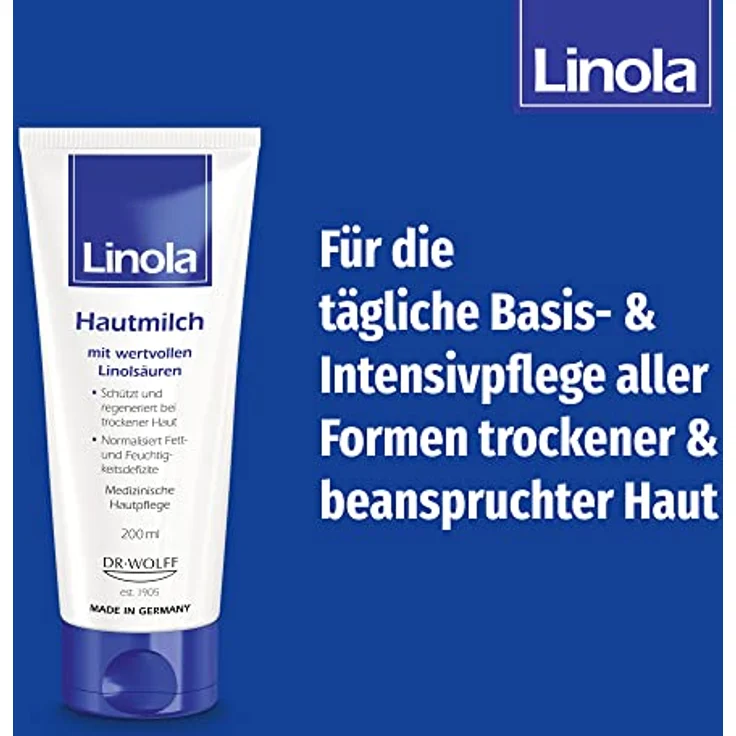 Linola Hautmilch, 1 x 200 ml - Körperlotion bei allen Formen trockener, beanspruchter sowie zu Neurodermitis neigender Haut – Bild 3
