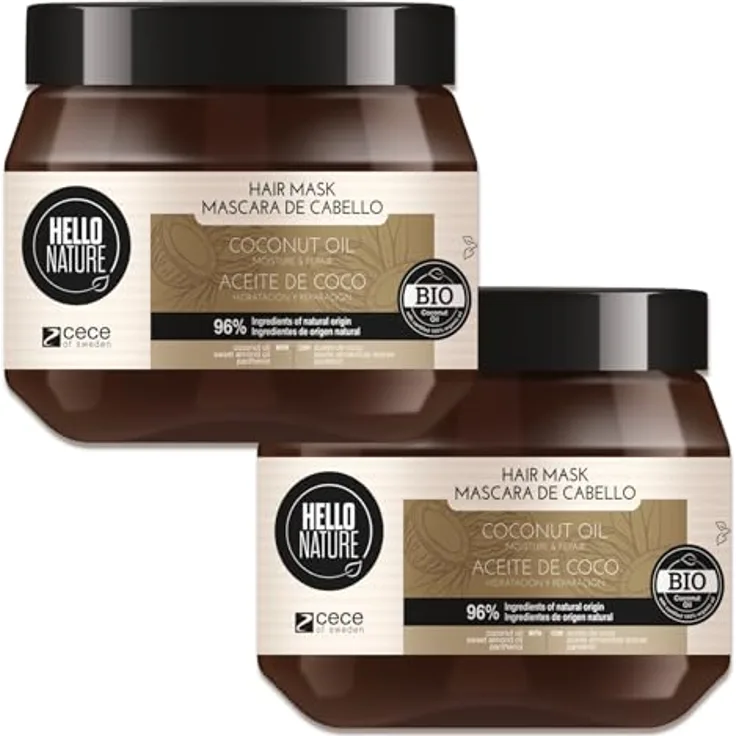 P-Beauty Haarmaske mit Kokosöl, 2x250ml - Intensive Feuchtigkeit, Repair & Regeneration für trockenes und strapaziertes Haar, natürliche Formel, vegan, glanzvolle Pflege