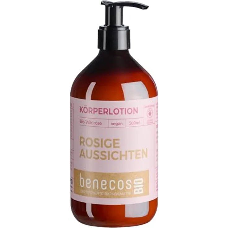benecos BIO - Körperlotion BIO-Wildrose - rosiger Duft, vegan, aus recyceltem Plastik, COSMOS Organic