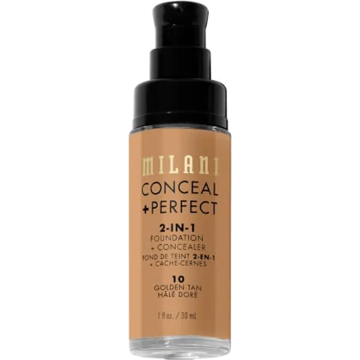 Milani Conceal + Perfect 2in1 Foundation, wasserfeste 30 ml, Farbe Golden Tan/10 – Bild 4