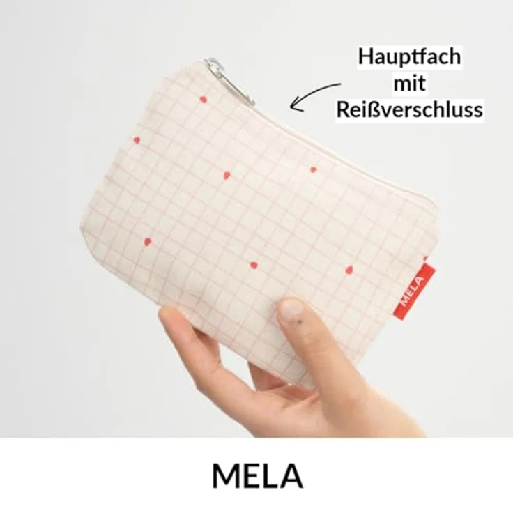 MELA Kosmetiktasche Unisex, kleine Kosmetiktasche aus Bio-Baumwoll-Canvas, kompakt und robust mit Reißverschluss – Bild 2
