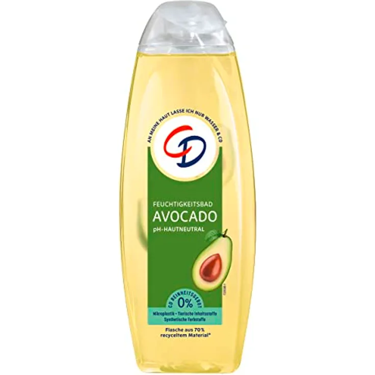CD Feuchtigkeitsbad 'Avocado', 500 ml, veganer Badezusatz mit pflegender Formel, seifenfrei, pH-hautneutral, zart-frischer Duft