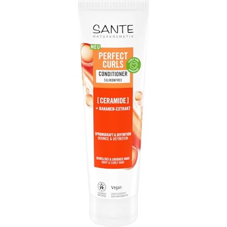 SANTE Naturkosmetik Perfect Curls Conditioner Ceramide, 150ml - Haarspülung für lockiges & welliges Haar mit Ceramiden & Banane, silikonfrei, mild & vegan