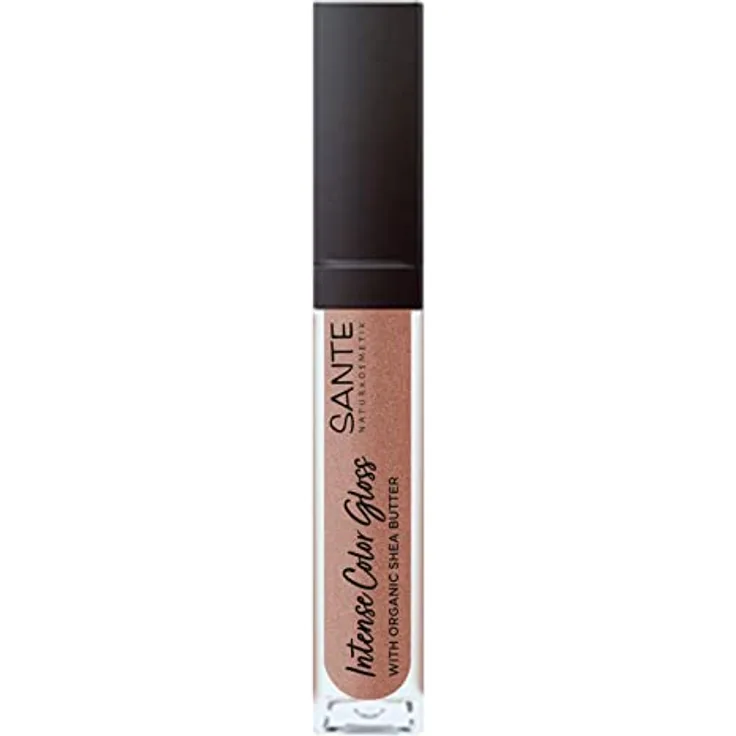 Sante Naturkosmetik Natürlicher Lipgloss mit glänzendem Finish, Mit Sheabutter für gepflegte Lippen, Intense Color Gloss, Nr. 01 Glistening Nude, 1 x 5,3 ml