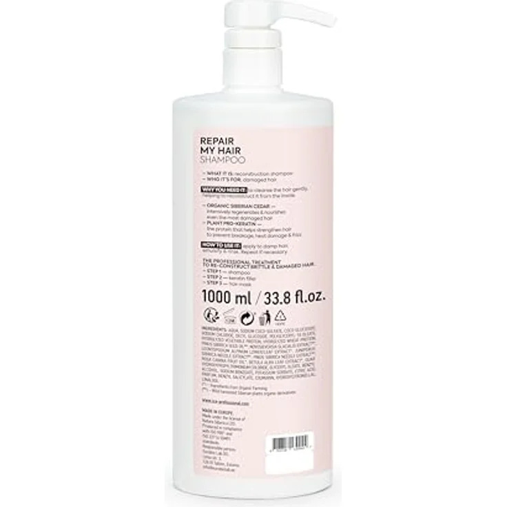 Natura Siberica ICE Professional Repair My Hair Shampoo, 1000 ml, ohne SLS und Parabene, natürliche Inhaltsstoffe – Bild 3