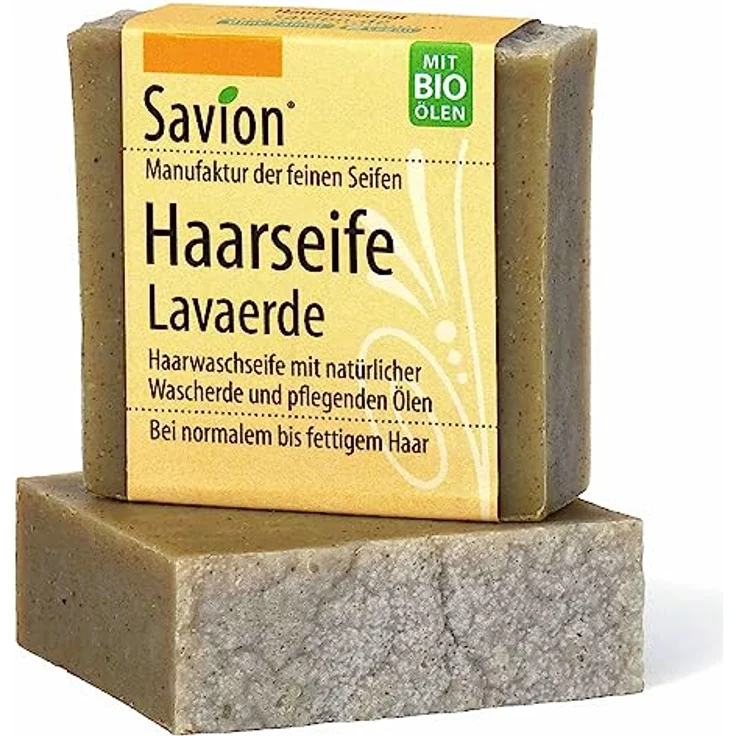 Savion Haarseife Lavaerde, für normales und fettiges Haar, Vegan, Palmölfrei, Tierversuchsfrei, Plastikfrei, 85g – Bild 1