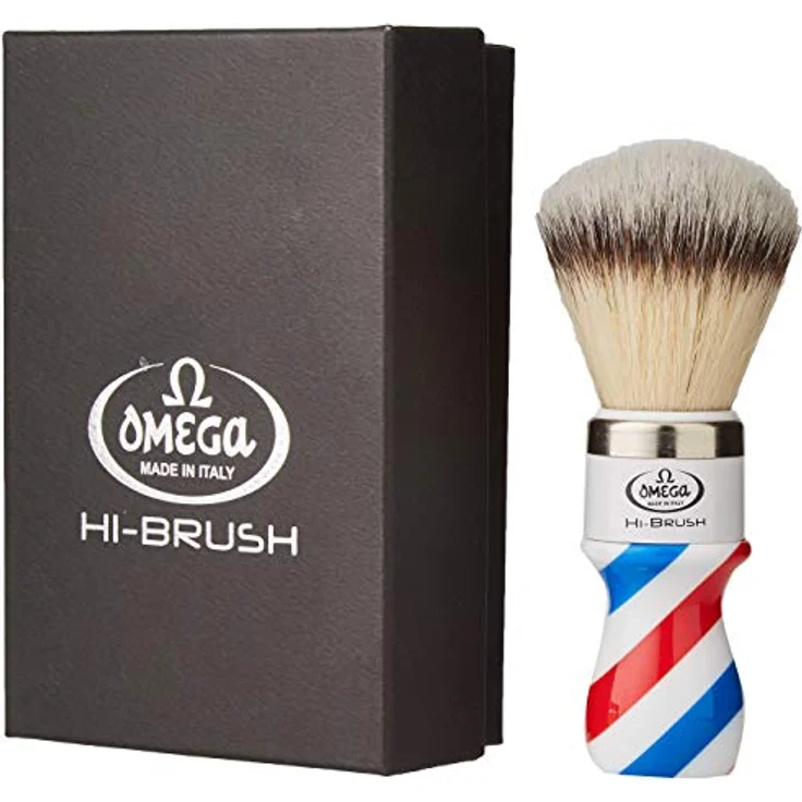 Omega Pennelli Omega Rasierpinsel 46806 Hi Brush mit Barber Pole Griff – Bild 5