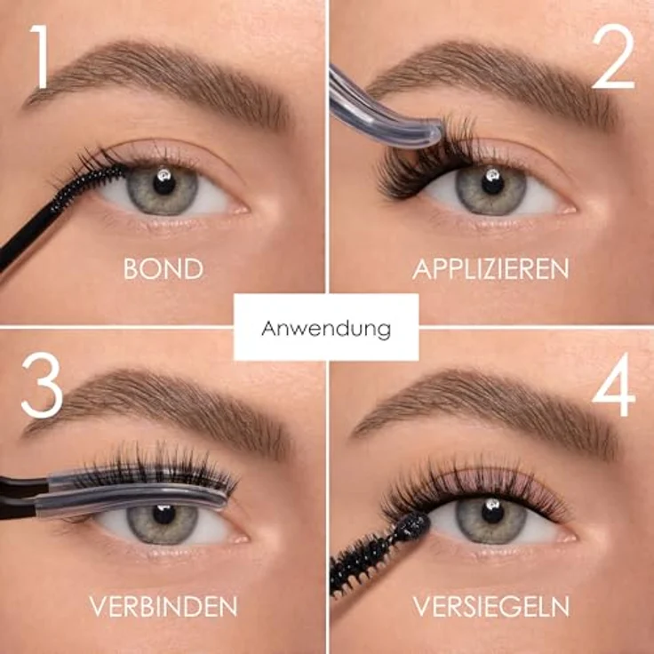 AYLASHES DIY Wimpernextensions Starter Set CAFE GLAM, 6 Paar D-Curl Wimpern, Applikator, Wimpernkleber, Top Coat Sealer schwarz, bis zu 7 Tage Halt – Bild 5