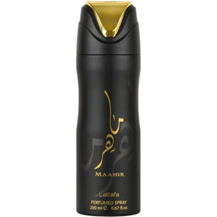 Lattafa Laffata Maahir Deodorant Spray, 200ml, Intensiver orientalischer Duft, für Männer und Frauen