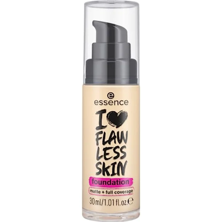 essence I LOVE FLAWLESS SKIN foundation, Nr. 20, langanhaltend, mattierend, sofortiges Ergebnis, matt, vegan, ölfrei, UVA- und UVB-Filter + SPF 20, ohne Parfüm, 1er Pack (30ml) – Bild 1