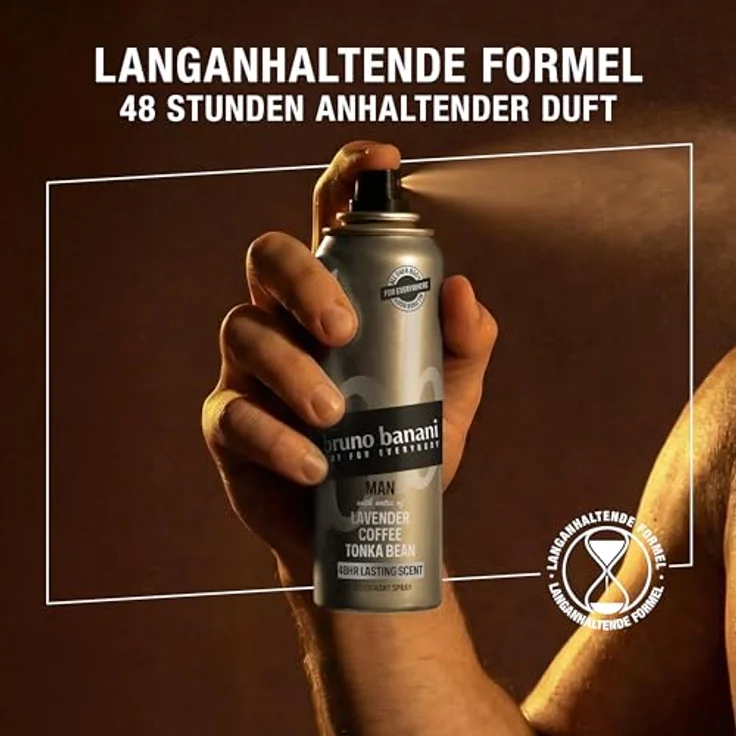 bruno banani Man Deo-Bodyspray für Herren, aromatischer Amberduft, 48h langanhaltend, vegane Formel, 150 ml – Bild 4
