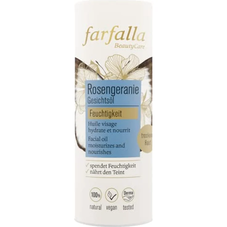 farfalla Rosengeranie Gesichtsöl - 15ml - Feuchtigkeitsspendendes Pflegeöl für Trockene Haut - 100% zertifizierte Naturkosmetik – Bild 3