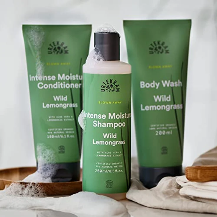 URTEKRAM Wild Lemongrass Conditioner 180 ml, pflegende Spülung für trockenes Haar mit Aloe Vera und erfrischendem Duft von wildem Zitronengras – Bild 4