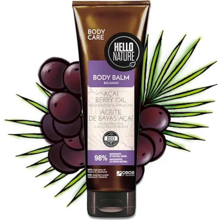 P-Beauty Naturkosmetik Körperbalsam mit Acai Öl, veganer Body Balm für trockene & sensible Haut, 250ml – Bild 1