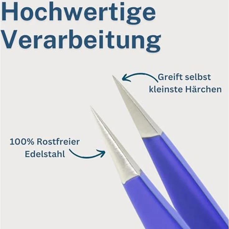 remos professional body care REMOS Splitterpinzette aus Edelstahl [INOX], rostfrei, 9.5 cm, feine Spitze, blau, inkl. Schutzhülle – Bild 4