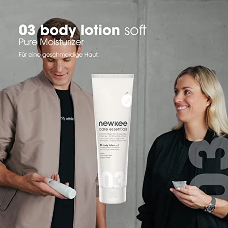 newkee body lotion sanft (150 ml) Körperlotion soft, Vegan, für trockene Haut, von Manuel Neuer und Angelique Kerber – Bild 2