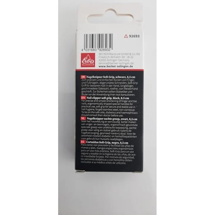 ERBE Nagelknipser 8,5 cm, schwarz, Edelstahl INOX mit Soft-Grip für präzises Schneiden und ergonomische Handhabung – Bild 3