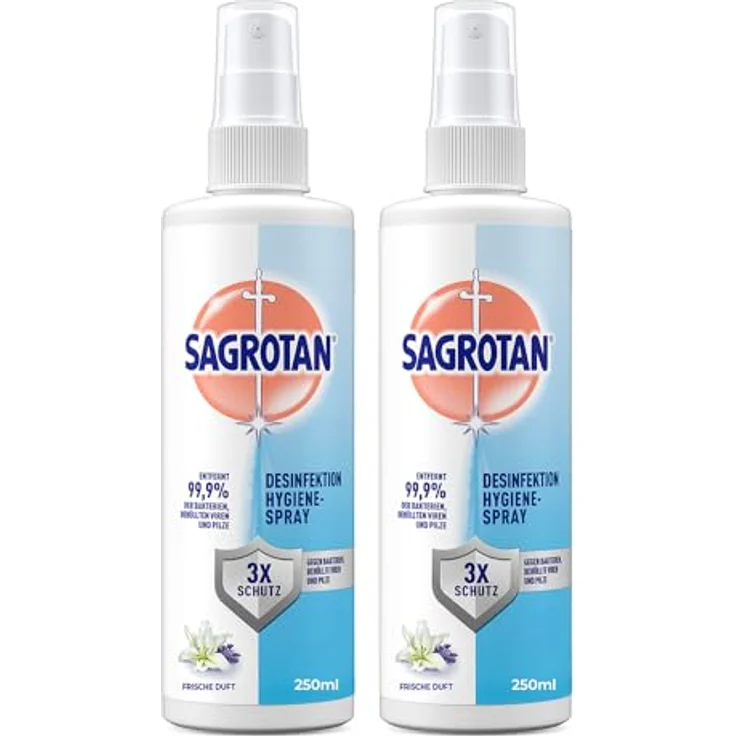 SAGROTAN Hygiene-Pumpspray 250 ml, Oberflächen-Desinfektionsmittel entfernt 99,9% der Bakterien, ideal für unterwegs – Bild 1