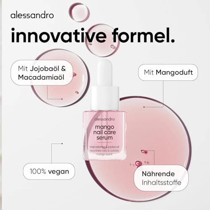 alessandro Mango Nail Care Serum, Pflegendes Nagelserum mit Vitamin E & Macadamiaöl, vegan, 10ml, für regenerierte & geschützte Nagelhaut – Bild 4