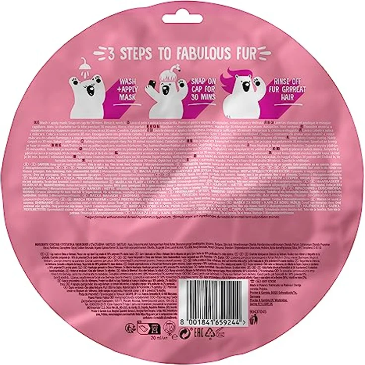 Bear Fruits Flamingo Glatt + Weich Haarmaske mit Haube, 20 ml – Bild 2