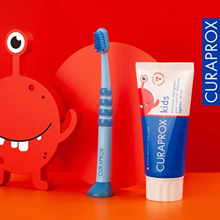 Curaprox Kids Erdbeere, Zahnpasta für Kinder von 2-6 Jahren mit Erdbeergeschmack und 950 ppm Fluorid, RDA 40, Rot, 60 ml – Bild 5