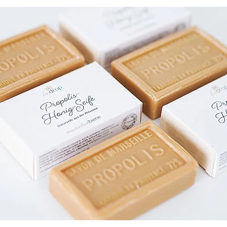 bedrop Propolis Seife, Naturseife, Akne Seife unreine Haut Schuppenflechte Neurodermitis, feste Handseife Körperseife mit Honig, Sheabutter, Kokosöl, Olivenöl, 100g – Bild 5