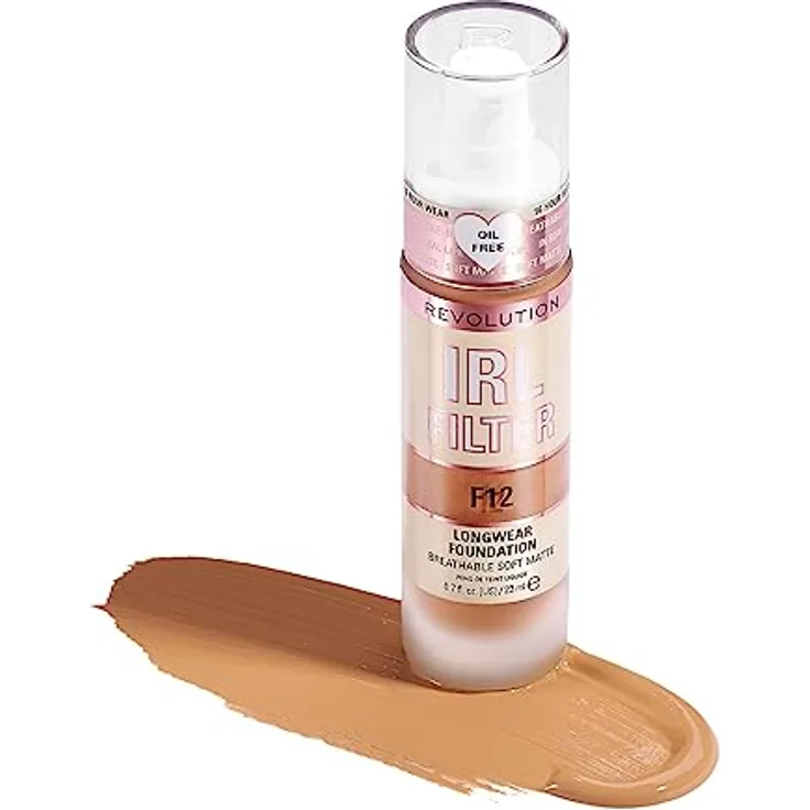 Makeup Revolution, IRL Filter Longwear Foundation, Medium to Full Coverage, F12, 23ml