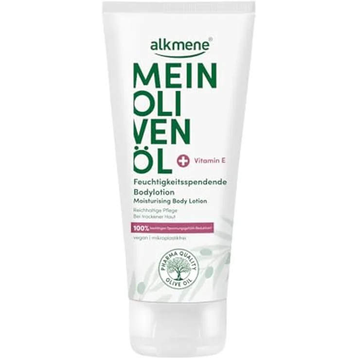 Alkmene Bodylotion für sehr trockene Haut, 200 ml - mit 100% Reduktion von Spannungsgefühlen, vegan, Olivenöl & Vitamin E, dermatologisch getestet