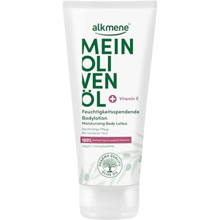 Alkmene Bodylotion für sehr trockene Haut, 200 ml - mit 100% Reduktion von Spannungsgefühlen, vegan, Olivenöl & Vitamin E, dermatologisch getestet – Bild 1