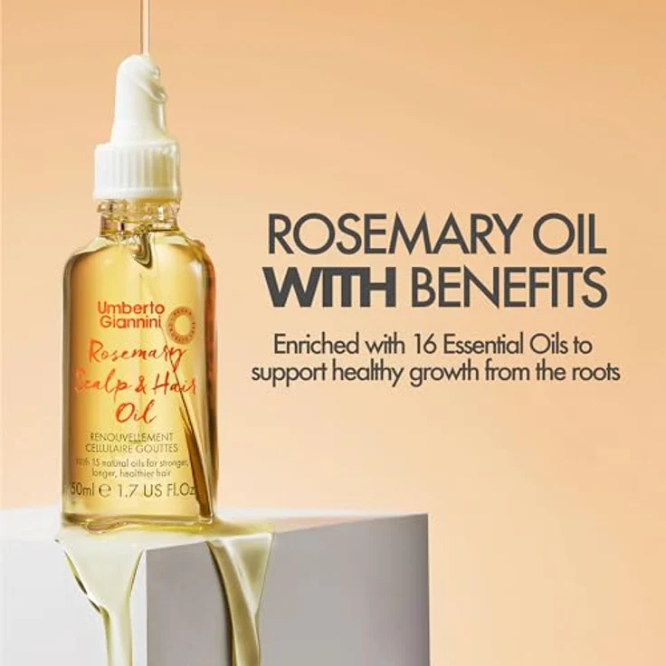 Umberto Giannini Rosemary Scalp & Hair Oil, 50ml Zitronenöl für Haarwachstum, Hitzeschutz und Kopfhautpflege, vegan und ohne Silikone – Bild 3