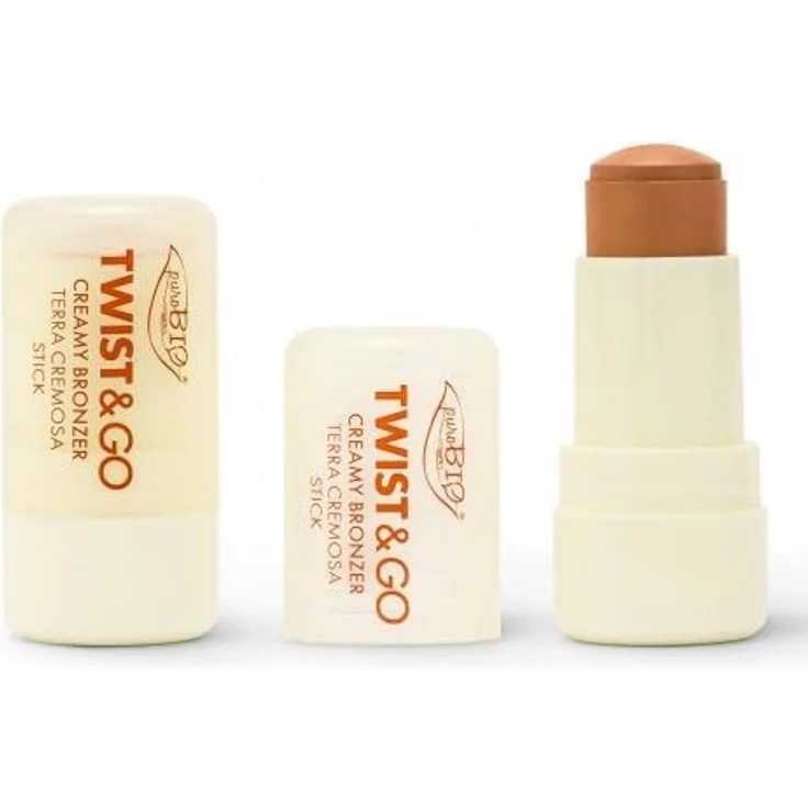 puroBIO Cosmetics Twist&Go cremiger Bronzer Stift 02 Biscuit, vegan, 5 g, für natürliche Bräune und Konturierung – Bild 2