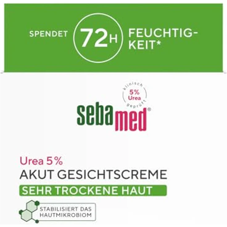 Sebamed Urea 5% Akut Gesichtscreme, 50 ml für sehr trockene Haut, lindert Spannungsgefühl, spendet 72 Stunden Feuchtigkeit, trägt zur Faltenglättung bei – Bild 2