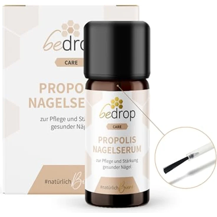 bedrop Propolis Nagelserum 10ml zur Nagelpflege & Stärkung natürlicher Nägel mit Propolis Teebaumöl Lavendelöl & weiteren Ölen, Glasverpackung, Made in Germany – Bild 1