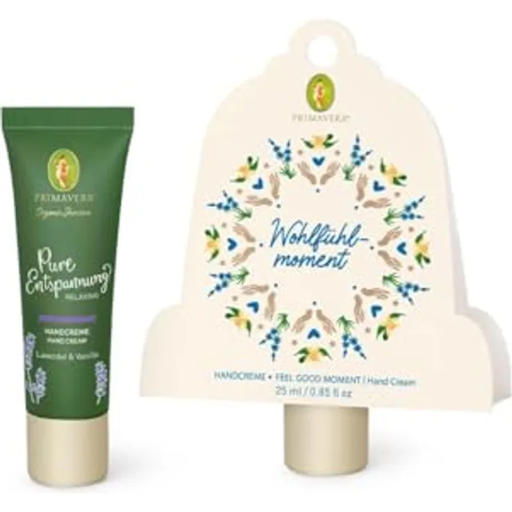 PRIMAVERA Geschenkanhänger Wohlfühlmoment - Handcreme Pure Entspannung mit Lavendel bio & Vanille Extrakt bio, vegan, 30 ml